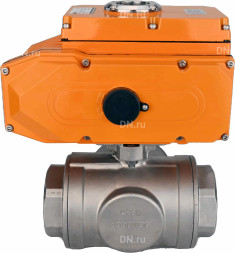 Кран шаровой BV3232P(4pc)-SP-3WT-T-ISO-H Ду80 Ру40 стандартнопроходной T-тип, трехходовой, нержавеющая сталь, внутренняя резьба, уплотнение - PTFE, с эл. приводом E34-N-010EM-O1-220VAC-У1