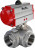 Кран шаровой BV3232P(4pc)-SP-3WL-T-ISO-H Ду65 Ру40 стандартнопроходной L-тип, трехходовой, нержавеющая сталь SS316, внутренняя резьба, уплотнение - PTFE, с пневмоприводом PA-SA-105 с возвратными пружинами в Алматы