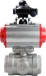 Кран шаровой BV3232P(4pc)-SP-3WL-T-ISO-H Ду65 Ру40 стандартнопроходной трехходовой L-тип, нерж. сталь SS316, внутренняя резьба, уплотнение - PTFE, пн.приводом PA-DA-083, пн.распределителем 4M310-08 DC24V и БКВ APL-210N
