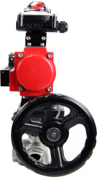 Кран шаровой BV3232P(4pc)-SP-3WL-T-ISO-H Ду25 Ру63 стандартнопроходной трехходовой L-тип, нерж. сталь SS316, внутренняя резьба, PTFE, пн.приводом PA-DA-065, пн.распределителем 4M310-08 AC220V, БКВ APL-210N и ручным дублером MON1-250-T26-ISO