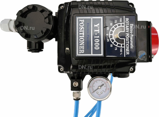 Кран шаровой BV3232P(4pc)-SP-3WL-T-ISO-H Ду32 Ру63 стандартнопроходной 3-ходовой, L-тип, нерж. сталь SS316, внутренняя резьба, PTFE, с пн.приводом PA-SA-065 двойного действия и электропневматич. позиционером YT-1000RSN без обратной связи в Алматы