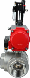 Кран шаровой BV3232P(4pc)-SP-3WL-T-ISO-H Ду20 Ру63 стандартнопроходной трехходовой L-тип, нержавеющая сталь SS316, внутренняя резьба, уплотнение - PTFE, с пн.приводом PA-DA-052 c пн.распределителем 4M310-08 AC220V и БПВ AFC2000