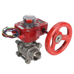 Кран шаровой BV3232P(3pc)-FP-W-ISO-H Ду50 Ру40 полнопроходной двухходовой, нержавеющая сталь SS316, под приварку, уплотнение - PTFE, с ISO фланцем и редуктором HGBF RQN1-180Z с индикатором положения и датчиком обратной связи