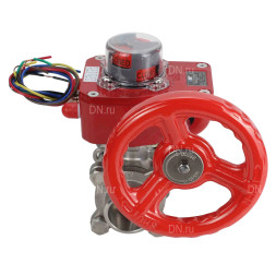 Кран шаровой BV3232P(3pc)-FP-W-ISO-H Ду15 Ру63 полнопроходной двухходовой, нержавеющая сталь SS316, под приварку, уплотнение - PTFE, с ISO фланцем и редуктором HGBF RQN1-180Z с индикатором положения и датчиком обратной связи
