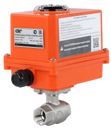 Кран шаровой BV3232P(2pc)-FP-T-ISO-H Ду10 Ру63 полнопроходной двухходовой, нержавеющая сталь 316, внутренняя резьба, уплотнение - PTFE, с электроприводом четвертьоборотным QT-N-003EM-O1-220VAC-У1 MINI