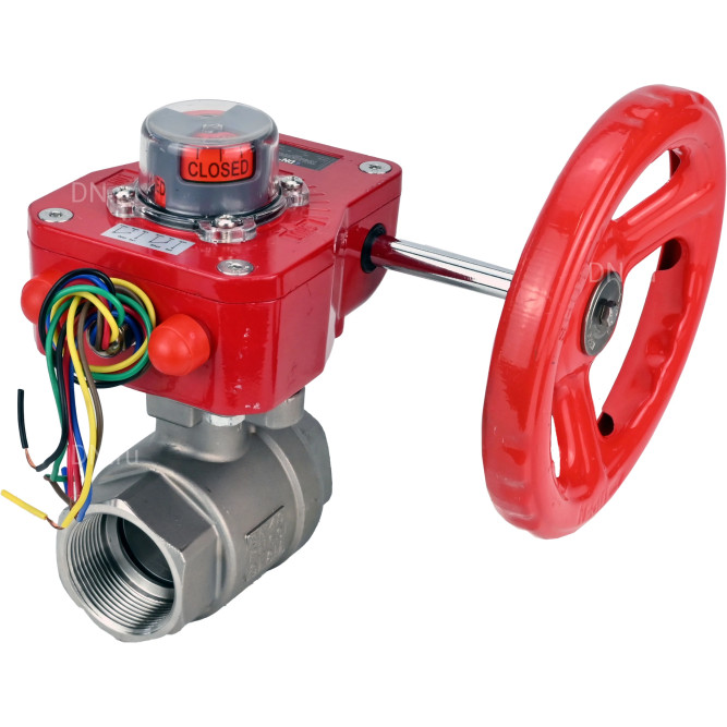 Кран шаровой BV3232P(2pc)-FP-T-ISO-H 4″ Ду100 Ру40 полнопроходной двухходовой, нержавеющая сталь SS316, внутренняя резьба, уплотнение - PTFE, с редуктором HGBF RQN3-680Z в Алматы