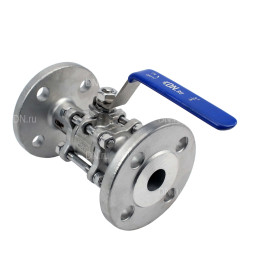 Кран шаровой BV3131P(3pc)-FP-F-H Ду32 Ру40, полнопроходной, трехсоставной, сталь 304, уплотнение - PTFE, фланцевый с рукояткой