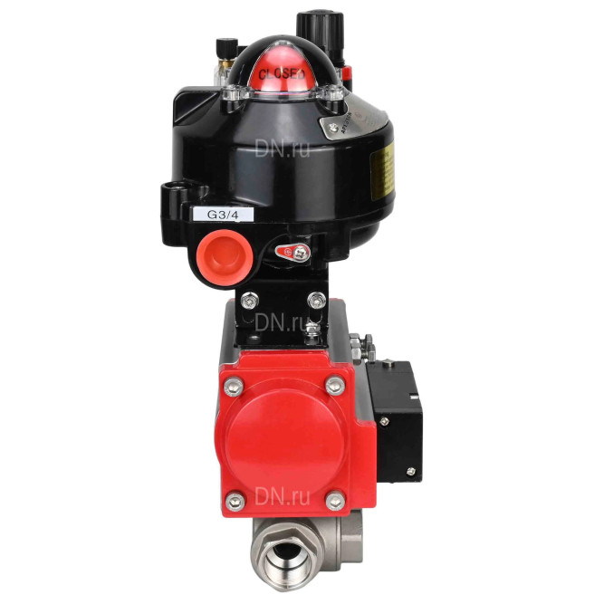 Кран шаровой BV3232P(4pc)-SP-3WL-T-ISO-H 2 1/2″ Ду65 Ру40 стандартнопроходной трехходовой L-тип, нержавеющая сталь SS316, внутренняя резьба, уплотнение - PTFE, пн.привод PA-DA-083 пн.распределитель 4M310-08 DC24V БПВ AFC2000 БКВ APL-510N-EX в Алматы