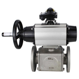 Кран шаровой BV3232P(4pc)-FP-3WL-F Ду100 Ру16 полнопроходной трехходовой, фланцевый, корпус - нержавеющая сталь SS316, с пневмоприводом PA-DA-105-1 двойного действия, пневмораспределителем 4V320-10 AC220V и БКВ APL-210N