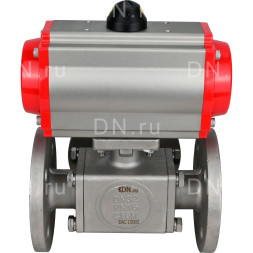 Кран шаровой BV3232P(4pc)-FP-3WL-F Ду100 Ру16 полнопроходной трехходовой, фланцевый, корпус - нержавеющая сталь SS316, с пневмоприводом PA-DA-105 двойного действия
