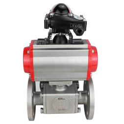 Кран шаровой BV3232P(4pc)-FP-3WL-F Ду20 Ру16 полнопроходной трехходовой, фланцевый, корпус - нержавеющая сталь SS316, с пневмоприводом PA-SA-065 с возвратными пружинами, пневмораспределителем 4M310-08 DC24V и БКВ APL-210N