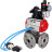 Кран шаровой BV3232P(4pc)-FP-3WL-F Ду20 Ру16 полнопроходной трехходовой, фланцевый, корпус - нержавеющая сталь SS316, с пневмоприводом PA-SA-065 с возвратными пружинами, пневмораспределителем 4V320-08 AC220V, БКВ APL-210N и БПВ AFC2000 в Алматы