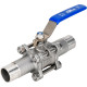 Кран шаровой BV3131P(3pc)-FP-W-H LONG Ду20 Ру63 нержавеющая сталь SS304, полнопроходной, трехсоставной, уплотнение - PTFE, под приварку, с рукояткой