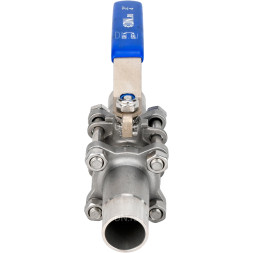 Кран шаровой BV3131P(3pc)-FP-W-H LONG Ду20 Ру63 нержавеющая сталь SS304, полнопроходной, трехсоставной, уплотнение - PTFE, под приварку, с рукояткой