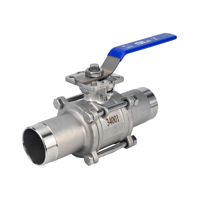 Кран шаровой BV3232P(3pc)-FP-W-ISO-H LONG Ду10 Ру63 полнопроходной, трехсоставной, корпус - нержавеющая сталь 316, уплотнение - PTFE, под приварку, с рукояткой в Алматы
