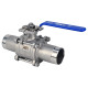Кран шаровой BV3232P(3pc)-FP-W-ISO-H LONG Ду15 Ру63 полнопроходной, трехсоставной, корпус - нержавеющая сталь 316, уплотнение - PTFE, под приварку, с рукояткой