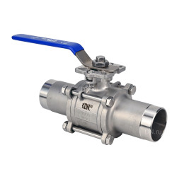 Кран шаровой BV3232P(3pc)-FP-W-ISO-H LONG Ду50 Ру40 полнопроходной, трехсоставной, корпус - нержавеющая сталь 316, уплотнение - PTFE, под приварку, с рукояткой