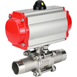 Кран шаровой BV3232P(3pc)-FP-W-ISO-H LONG Ду125 Ру16 полнопроходной, корпус - нержавеющая сталь 316, уплотнение - PTFE, под приварку, с пневмоприводом PA-SA-210