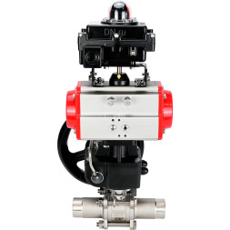 Кран шаровой BV3131P(3pc)-FP-W-ISO-H LONG Ду125 Ру16 полнопроходной, корпус - нержавеющая сталь 304, уплотнение - PTFE, под приварку, с пневмоприводом PA-DA-130, редуктором MON3-700-T38-ISO и БКВ APL-410N EX