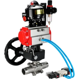 Кран шаровой BV3131P(3pc)-FP-W-ISO-H LONG Ду125 Ру16 полнопроход., корпус - нерж.сталь 304, уплотнение - PTFE, под приварку, с пн.приводом PA-DA-130, пн.распределителем 4V320-10 AC220V, редуктором MON3-700-T38-ISO, БКВ APL-510N EX и БПВ AFC2000