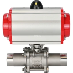 Кран шаровой BV3232P(3pc)-FP-W-ISO-H LONG Ду15 Ру63 полнопроходной, корпус - нержавеющая сталь 316, уплотнение - PTFE, под приварку, с пневмоприводом PA-DA-052 и пневмораспределителем 4M310-08 AC220V