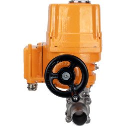 Кран шаровой BV3131P(3pc)-FP-W-ISO-H LONG Ду25 Ру63 полнопроходной, корпус - нержавеющая сталь 304, уплотнение - PTFE, под приварку, с 1/4-оборотным электроприводом взрывозащищенным QT-EX-010EM-O2-220VAC-У1 220В