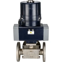 Кран шаровой BV3232P(4pc)-FP-3WL-F-ISO-H Ду40 Ру16 полнопроходной трехходовой, фланцевый, корпус - нержавеющая сталь SS316, уплотнение - PTFE, с электроприводом четвертьоборотным QTSA-N-005EM-O0-220VAC с пружинным возвратом
