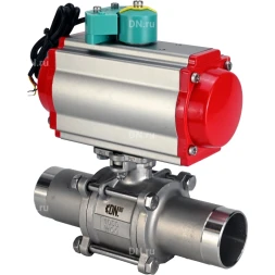 Кран шаровой BV3131P(3pc)-FP-W-ISO-H LONG Ду25 Ру63 полнопроходной, корпус - нержавеющая сталь 304, уплотнение - PTFE, под приварку, с пневмоприводом PA-DA-083, пневмораспределителем 4M310-08 DC24V и магнитным переключателем ALS200D