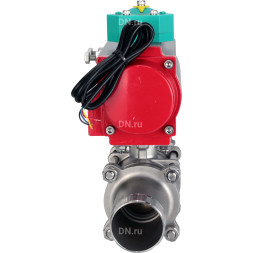 Кран шаровой BV3131P(3pc)-FP-W-ISO-H LONG Ду15 Ру63 полнопроходной, корпус - нержавеющая сталь 304, уплотнение - PTFE, под приварку, с пневмоприводом PA-DA-052 и магнитным переключателем ALS200D