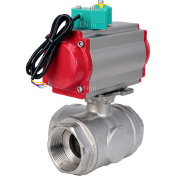 Кран шаровой BV3232P(4pc)-SP-3WL-T-ISO-H Ду10 Ру63 стандартнопроходной L-тип, внутренняя резьба, корпус - нержавеющая сталь 316, уплотнение - PTFE, с пневмоприводом PA-DA-052 и магнитным переключателем ALS200D