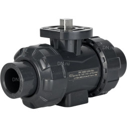 Кран шаровой BV4242E-FP-GRM-ISO Дн100 Ру10 полнопроходной, клеевой с разборным муфтовым соединением, корпус - UPVC (НПВХ), шар - UPVC (НПВХ), уплотнение - EPDM, с ISO-фланцем и голым штоком квадратным