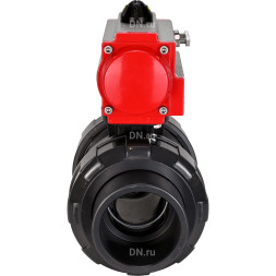 Кран шаровой BV4242E-FP-GRM-ISO Дн80 Ру10 полнопроходной, корпус - НПВХ, шар - НПВХ, уплотнение - EPDM, с пневмоприводом PA-SA-065 с возвратными пружинами