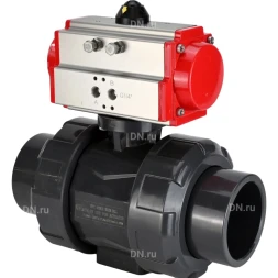 Кран шаровой BV4242E-FP-GRM-ISO Дн100 Ру10 полнопроходной, корпус - НПВХ, шар - НПВХ, уплотнение - EPDM, с пневмоприводом PA-SA-083 с возвратными пружинами