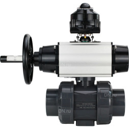 Кран шаровой BV4242E-FP-GRM-ISO Дн40 Ру10 полнопроходной, корпус - НПВХ, шар - НПВХ, уплотнение - EPDM, с пневмоприводом PA-DA-105-1, пневмораспределителем 4M310-08 AC220V и БКВ APL-510N EX