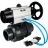 Кран шаровой BV4242E-FP-GRM-ISO Дн25 Ру10 полнопроходной, корпус - НПВХ, шар - НПВХ, уплотнение - EPDM, с пневмоприводом PA-DA-105-1 и пневмораспределителем 4V320-08 AC220V в Алматы