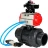 Кран шаровой BV4242E-FP-GRM-ISO Дн20 Ру10 полнопроходной, корпус - НПВХ, шар - НПВХ, уплотнение - EPDM, с пневмоприводом PA-DA-052, пневмораспределителем 4V320-08 AC220V и БКВ APL-210N в Алматы