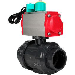 Кран шаровой BV4242E-FP-GRM-ISO Дн100 Ру10 полнопроходной, корпус - НПВХ, шар - НПВХ, уплотнение - EPDM, с пневмоприводом PA-DA-065 и магнитным переключателем ALS200D