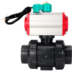 Кран шаровой BV4242E-FP-GRM-ISO Дн100 Ру10 полнопроходной, корпус - НПВХ, шар - НПВХ, уплотнение - EPDM, с пневмоприводом PA-DA-065 и магнитным переключателем ALS200D