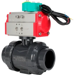 Кран шаровой BV4242E-FP-GRM-ISO Дн15 Ру10 полнопроходной, корпус - НПВХ, шар - НПВХ, уплотнение - EPDM, с пневмоприводом PA-SA-052 и магнитным переключателем ALS200D