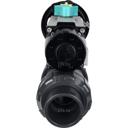 Кран шаровой BV4242E-FP-GRM-ISO Дн20 Ру10 полнопроходной, корпус - НПВХ, шар - НПВХ, уплотнение - EPDM, с пневмоприводом PA-DA-105-1 и магнитным переключателем ALS200D