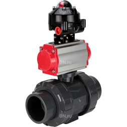 Кран шаровой BV4242E-FP-GRM-ISO Дн80 Ру10 полнопроходной, корпус - НПВХ, шар - НПВХ, уплотнение - EPDM, с пневмоприводом PA-DA-065 и БКВ APL-510N EX