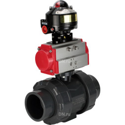 Кран шаровой BV4242E-FP-GRM-ISO Дн32 Ру10 полнопроходной, корпус - НПВХ, шар - НПВХ, уплотнение - EPDM, с пневмоприводом PA-SA-052 и БКВ APL-510N EX