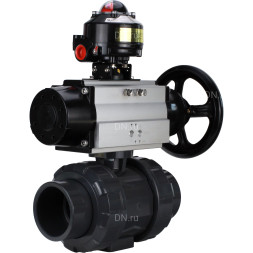 Кран шаровой BV4242E-FP-GRM-ISO Дн80 Ру10 полнопроходной, корпус - НПВХ, шар - НПВХ, уплотнение - EPDM, с пневмоприводом PA-DA-105-1 и БКВ APL-510N EX
