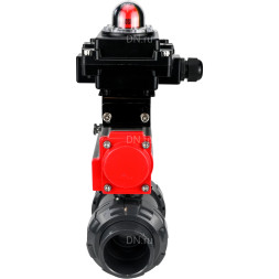 Кран шаровой BV4242E-FP-GRM-ISO Дн40 Ру10 полнопроходной, корпус - НПВХ, шар - НПВХ, уплотнение - EPDM, с пневмоприводом PA-DA-052 и БКВ APL-410N EX