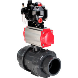 Кран шаровой BV4242E-FP-GRM-ISO Дн80 Ру10 полнопроходной, корпус - НПВХ, шар - НПВХ, уплотнение - EPDM, с пневмоприводом PA-DA-065, пневмораспределителем 4M310-08 DC24V, БКВ APL-510N EX и БПВ AFC2000