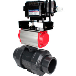 Кран шаровой BV4242E-FP-GRM-ISO Дн20 Ру10 полнопроходной, корпус - НПВХ, шар - НПВХ, уплотнение - EPDM, с пневмоприводом PA-DA-052 и пневмопозиционером YT-1000RSN без обратной связи