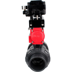 Кран шаровой BV4242E-FP-GRM-ISO Дн20 Ру10 полнопроходной, корпус - НПВХ, шар - НПВХ, уплотнение - EPDM, с пневмоприводом PA-DA-052 и пневмопозиционером YT-1000RSN без обратной связи
