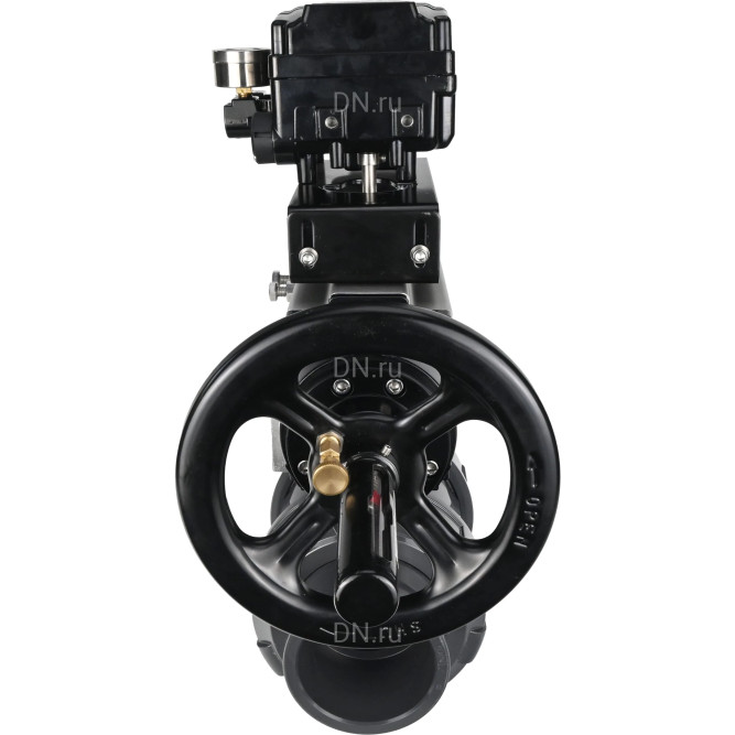 Кран шаровой BV4242E-FP-GRM-ISO Дн25 Ру10 полнопроходной, корпус - НПВХ, шар - НПВХ, уплотнение - EPDM, с пневмоприводом PA-DA-105-1 и пневмопозиционером YT-1000RSN без обратной связи в Алматы