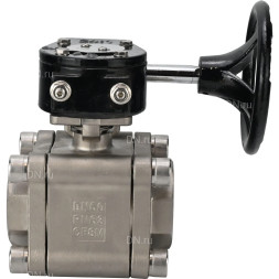 Кран шаровой BV3232P(3pc)-FP-SW-ISO-H Ду40 Ру63 полнопроходной, корпус - нержавеющая сталь SS316, под приварку, с редуктором RDN RQN3-150Z-T24