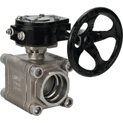 Кран шаровой BV3232P(3pc)-FP-SW-ISO-H Ду80 Ру63 полнопроходной, корпус - нержавеющая сталь SS316, под приварку, с редуктором RDN RQN4-500Z-T30